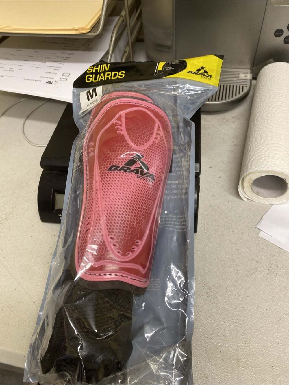 Girls Shin Guards - Size M- Pink and Black - Brava
